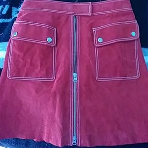 A leather red skirt